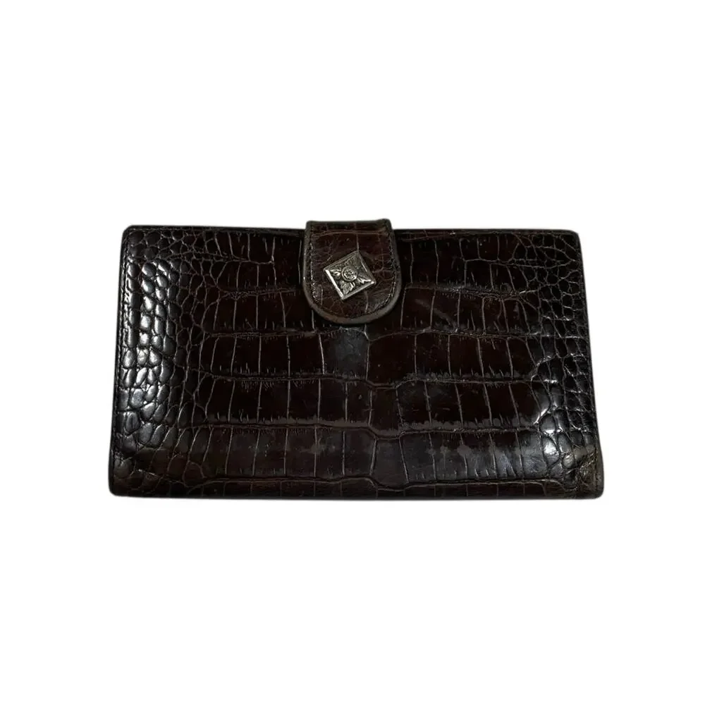 Y2K Brighton Croco Embossed Leather Snap Wallet
